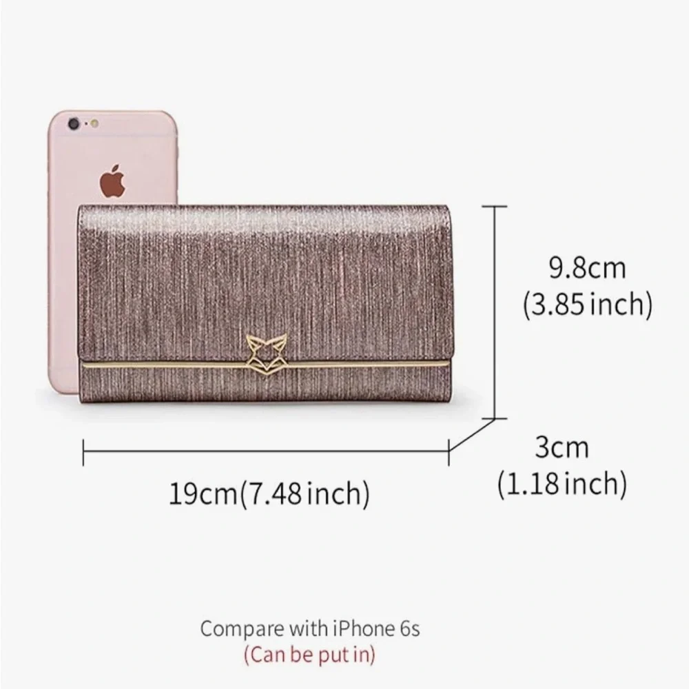 FOXER Pink‎ Cowhide Shiny Vinyl Glittery Bifold Gold Hardware Wallet *LikeNew* - Picture 2 of 16